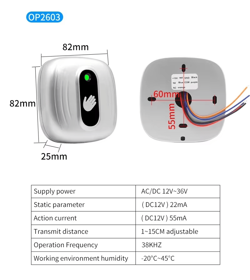 ภาพนี้แสดงให้เห็น Tuya Voice Wall Switch สำหรับ Smart Door Control ของการสแกนแบบไม่สัมผัสสำหรับงาน Exit Buttons