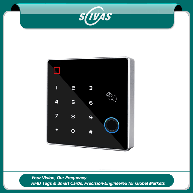 เครื่องควบคุมเข้าใช้ RFID ลายนิ้วมือกันน้ำแสดงแผงปุ่มกดด้านหน้าสำหรับผู้ซื้อที่กำลังเปรียบเทียบโซลูชันเทอร์มินัลควบคุมประตูแบบไบโอเมตริก.