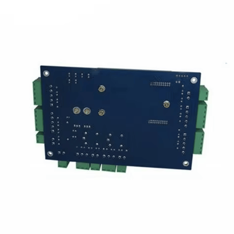 ภาพนี้แสดงคอนโทรลเลอร์ทางเข้า TCP/IP สำหรับหนึ่ง สอง หรือสี่ประตู AC01 PCB AC โดยแสดงแผงวัสดุ PCB/FR4 แผงขั้วต่อสายไฟ รายละเอียดแผงวงจร และรูและจุดยึดสำหรับติดตั้ง.