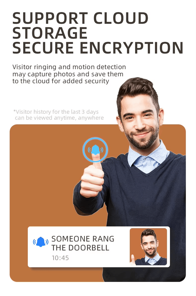 ภาพผลิตภัณฑ์ Mini WiFi Video Doorbell สำหรับ Smart Entry Monitoring แสดงผิววัสดุในหมวดหมู่เครื่องปลายทางควบคุมการเข้าออกแบบไบโอเมตริก