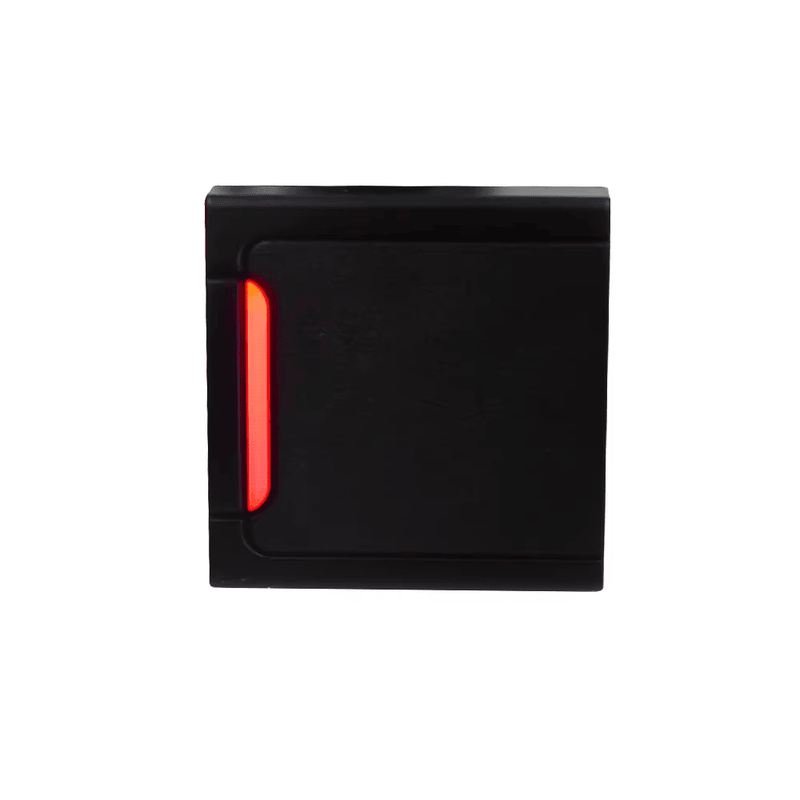 ภาพนี้แสดงจุดเด่นของเครื่องอ่าน RFID ติดผนังสำหรับระบบเปิดประตู สำหรับการติดตั้งระบบเปิดประตูในงานประยุกต์ใช้เครื่องอ่าน RFID