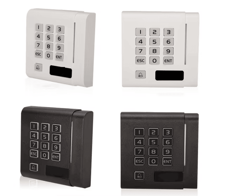 เครื่องอ่านควบคุมประตู RFID แบบสองความถี่พร้อมคีย์แพด แสดงพื้นผิววัสดุสำหรับผู้ซื้อที่เปรียบเทียบโซลูชันเครื่องอ่านควบคุมการเข้าออกพร้อมคีย์แพด