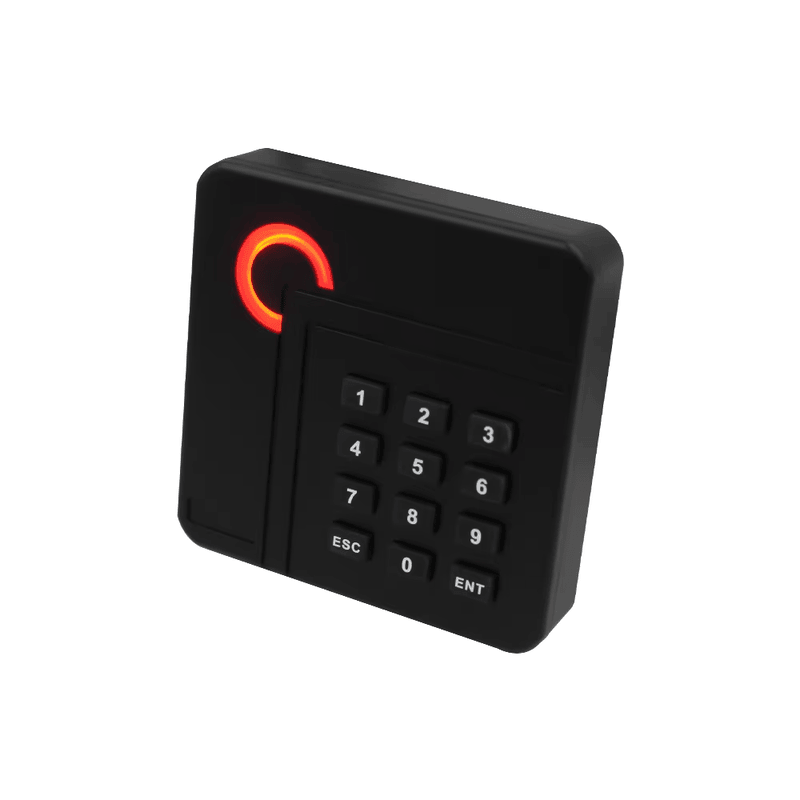 เครื่องอ่าน RFID แบบ ระยะใกล้ พร้อมคีย์แพดสำหรับควบคุมการเข้าออก แสดงมุมมองขั้วต่อการเดินสายที่ชัดเจนสำหรับการใช้งานเครื่องอ่านแบบคีย์แพด