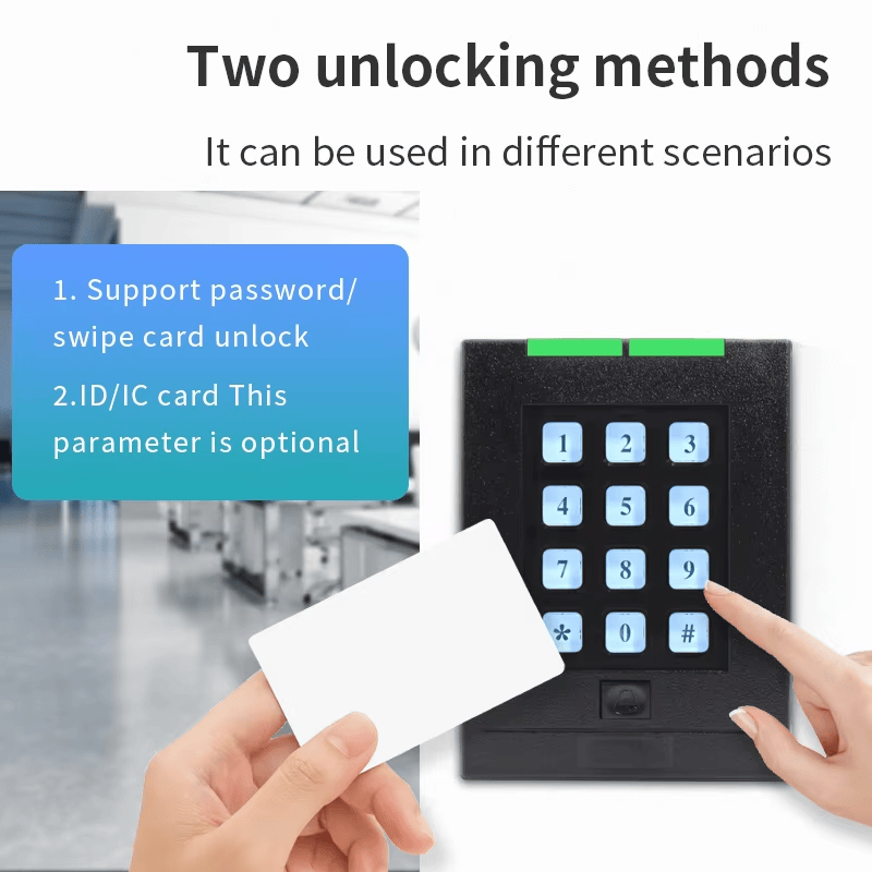 เทอร์มินัลแป้นกด RFID แบบเดี่ยวสำหรับเข้าใช้แสดงแผงปุ่มกดด้านหน้าสำหรับผู้ซื้อที่กำลังเปรียบเทียบโซลูชันเทอร์มินัลควบคุมการเข้าออกแบบแป้นกด.