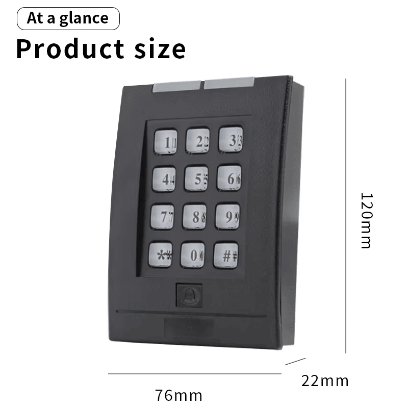 ภาพนี้เน้นการออกแบบติดผนังของเทอร์มินัลแป้นกด RFID แบบเดี่ยวสำหรับเข้าใช้สำหรับการใช้งานด้านเทอร์มินัลควบคุมการเข้าออกแบบแป้นกด.