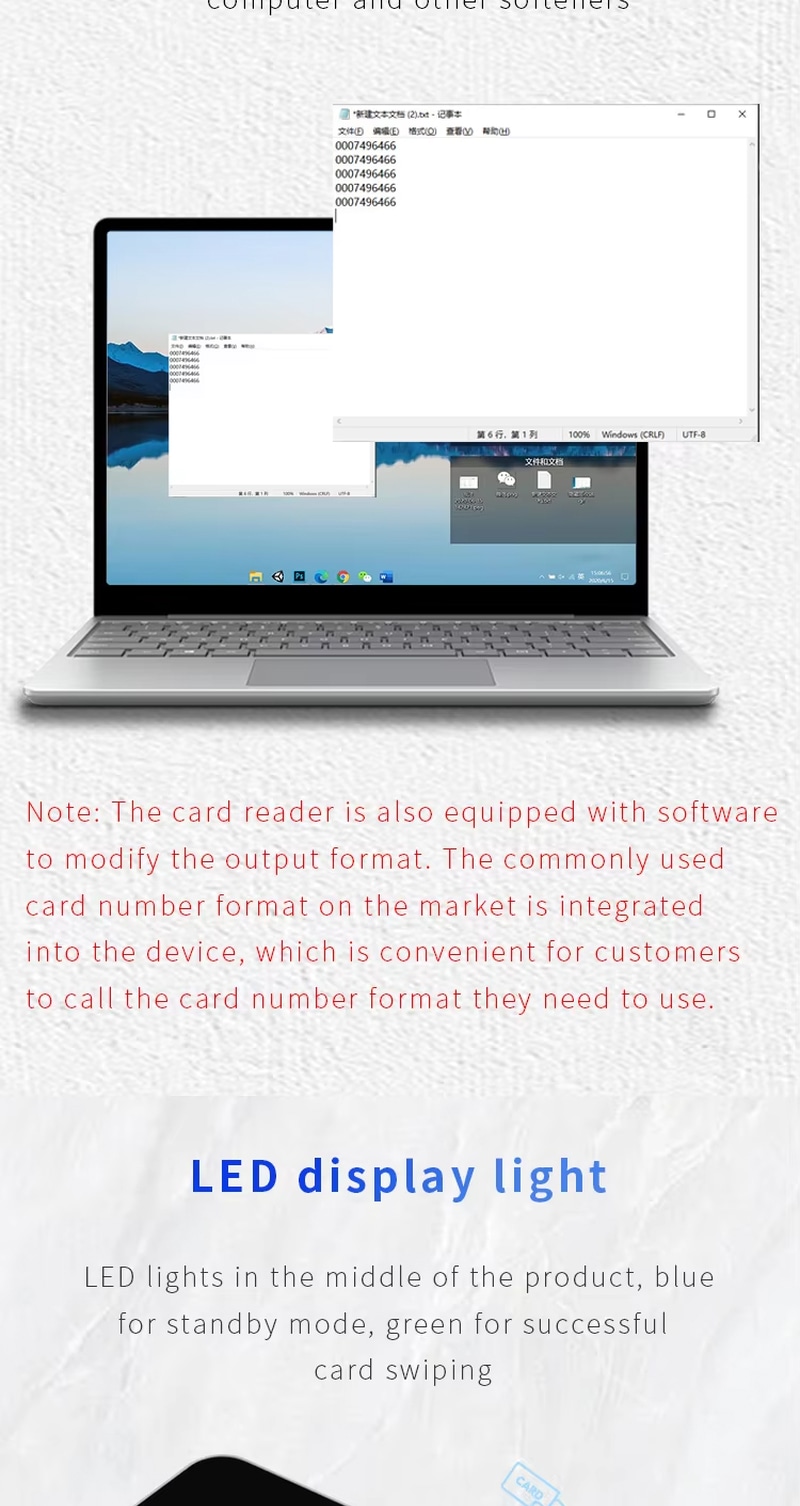 เครื่องอ่าน ZY-T304 แบบ USB ใช้งานได้ทันทีเมื่อเชื่อมต่อ โดยไม่ต้องติดตั้งไดรเวอร์ด้วยตนเองบนระบบปฏิบัติการมาตรฐาน