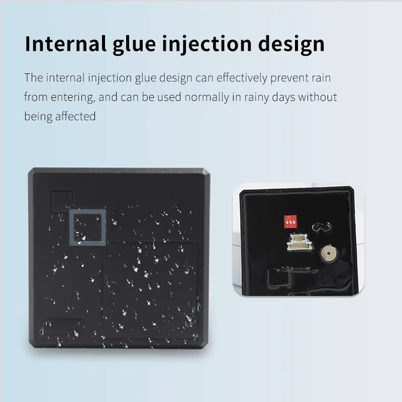 ภาพนี้แสดงเทอร์มินัล RFID กันน้ำ IP68 รองรับบัตร 10 000 ใบ zy-sm610 โดยแสดงคู่มือและอุปกรณ์ติดตั้ง เหมาะสำหรับการควบคุมการเข้าออก.