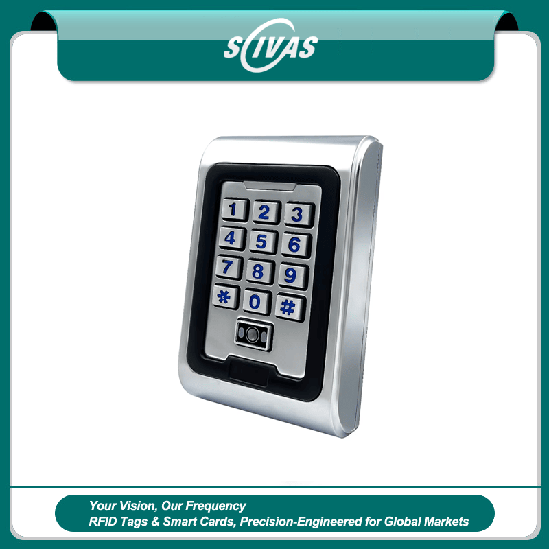 ภาพนี้แสดงเครื่องอ่าน QR แบบ OEM กันน้ำสำหรับประตูและรั้ว R30-MF โดยแสดงสีเงิน โลหะ แก้ว ส่วนสแกนบาร์โค้ดและรหัส QR โครงสร้างกันน้ำสำหรับการใช้งานจริง โครงสร้างที่แข็งแรงทนทาน และความทนทานต่อสภาพแวดล้อม เหมาะสำหรับการควบคุมการเข้าออก.