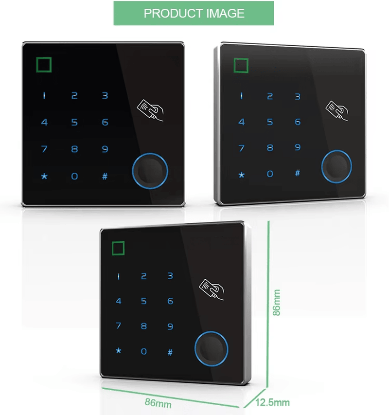 เครื่องควบคุมเข้าใช้ RFID ลายนิ้วมือกันน้ำจัดแสดงโดยเน้นโลโก้ที่พิมพ์สำหรับโครงการเทอร์มินัลควบคุมประตูแบบไบโอเมตริก.