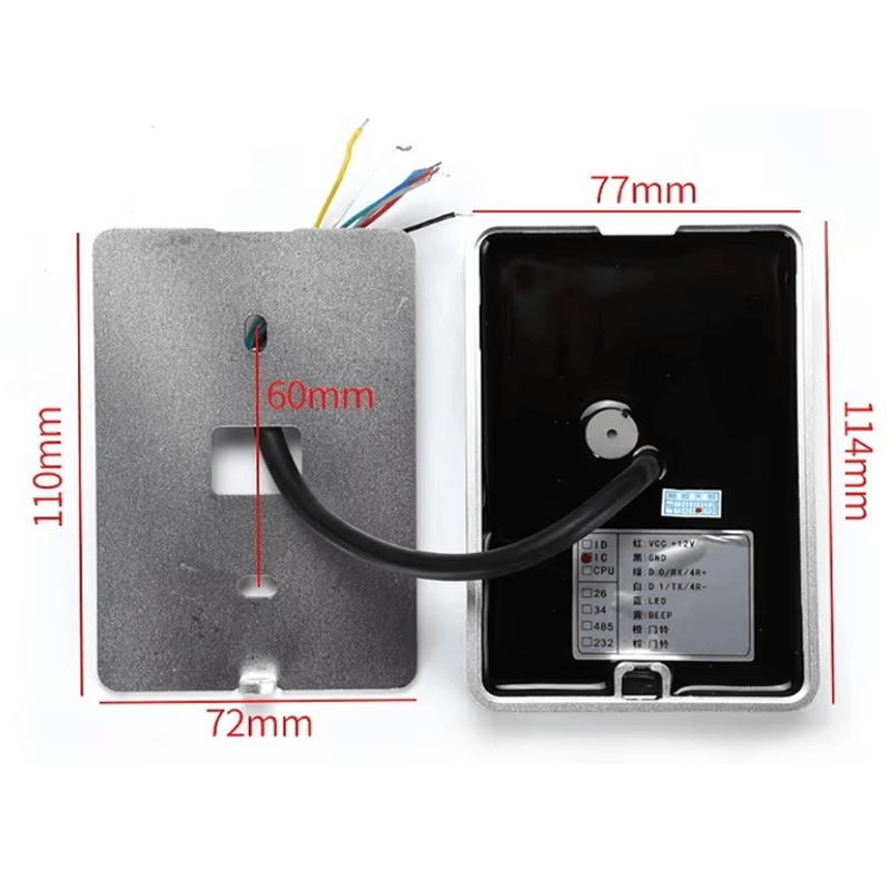 ภาพนี้แสดงเครื่องอ่านทางเข้าแบบสัมผัส IP66 สั่งทำสองความถี่ J20 RFID โดยแสดงบรรจุภัณฑ์และวัสดุกันกระแทก และพื้นที่สำหรับรหัส โลโก้ และการสร้างแบรนด์ เหมาะสำหรับงานค้าปลีกและจุดชำระเงิน.