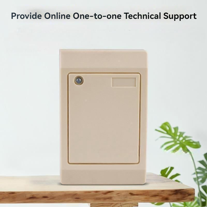 ภาพนี้แสดงเครื่องอ่านเขียนบัตร HF สำหรับโครงการพาณิชย์ปลอดภัย KA-101W RFID โดยแสดงไม้ธรรมชาติ การทำงานรวดเร็ว และคุณสมบัติด้านความปลอดภัยและป้องกันการแกะย้าย.