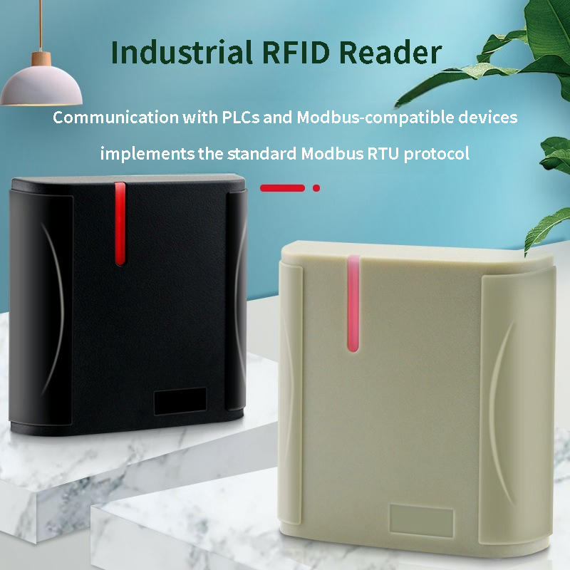 มุมมองด้านข้างของเครื่องอ่าน RFID LF สำหรับผสานระบบประตู OEM ka-s01-rs โดยแสดงด้านหลังแบบเรียบสำหรับติดตั้งบนพื้นผิว เหมาะสำหรับการควบคุมการเข้าออก.