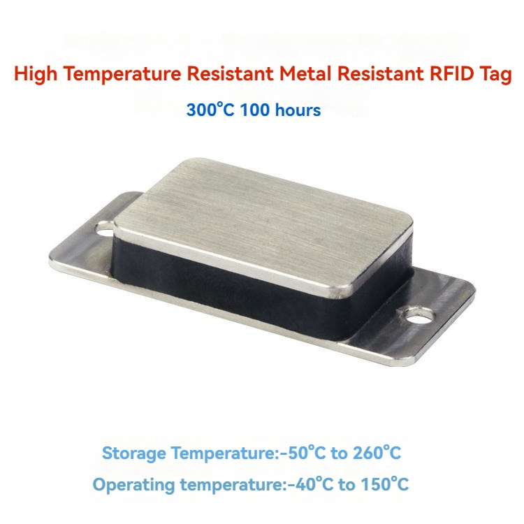 2) มุมมองด้านข้างของแท็ก RFID ติดโลหะอุตสาหกรรมสำหรับความร้อนสูง HTR5625-1 โดยเน้นโลหะ การทำงานบนพื้นผิวโลหะ โครงสร้างที่แข็งแรงทนทาน สัดส่วนและขนาดของผลิตภัณฑ์ และสภาพแวดล้อมการใช้งานจริงที่สมบุกสมบัน.